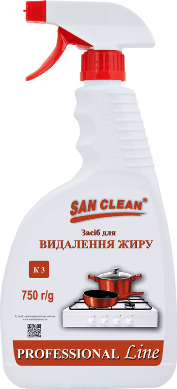 Засіб SAN CLEAN PROF Line для видалення жиру, 750мл